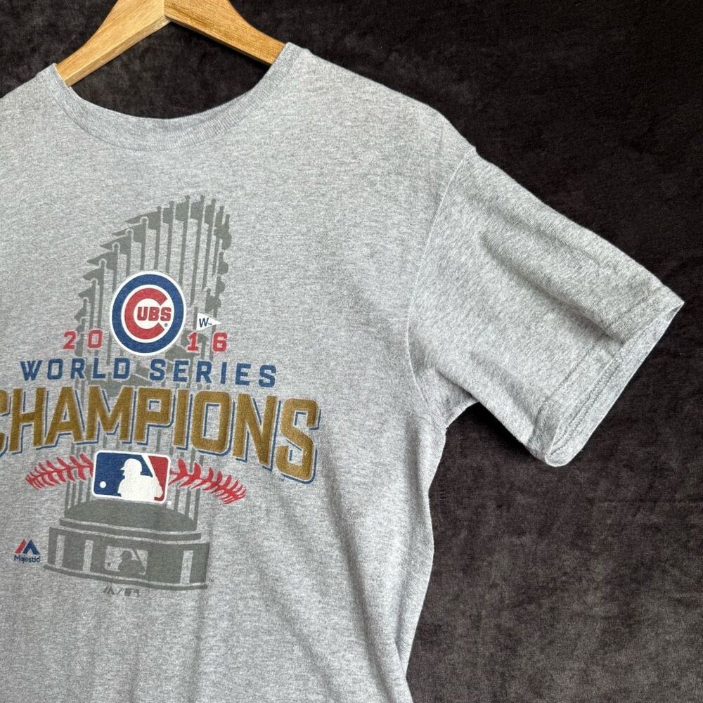 Chicago Cubs 2016 World Series Tee Men's M Gray MLB Delta Collector Shirt - Picture 6 of 13